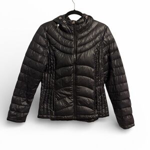 Andrew Marc Womens Packable Lightweight Premium Down Puffer Jacket Black Small